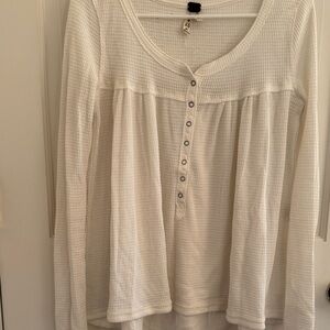 We The Free Cream Waffle Knit snap Front Shirt